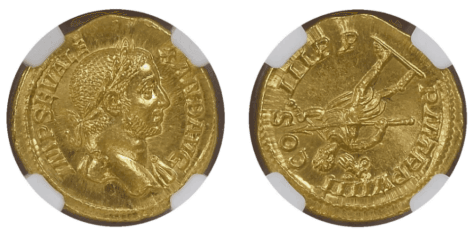 【Gem MS 5/5 5/5】222年?235年 古代ローマ帝国 セウェルス・アレクサンデル アウレウス金貨
