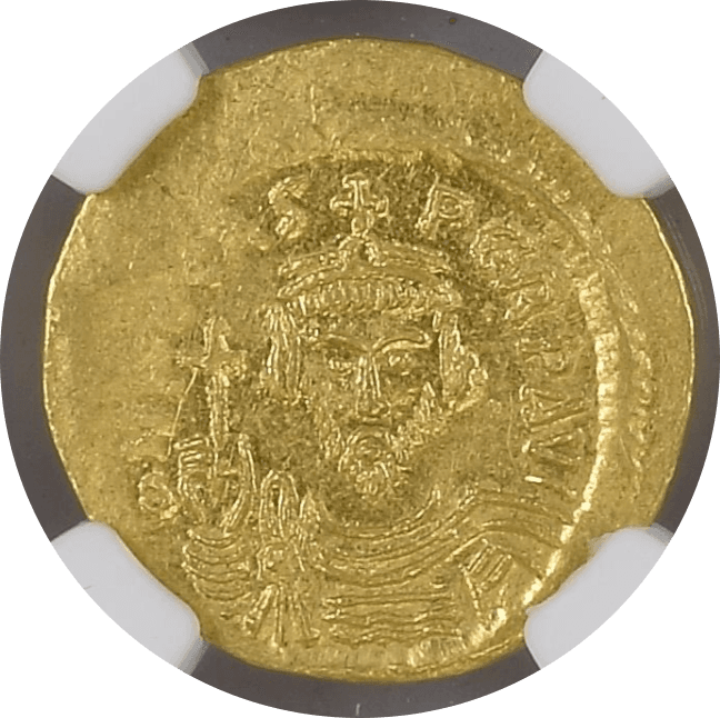 【MS 4/5 4/5】602年〜610年 ビザンツ帝国 フォカス皇帝 ソリダス金貨(表)