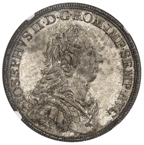 【MS61】1780年 神聖ローマ帝国 ドイツ レーゲンスブルク ヨーゼフ2世 都市景観 ターラー銀貨(表)