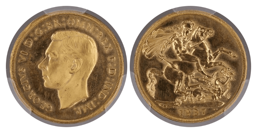 【 PR63CAMEO〜PR64CAMEO】1937年 イギリス ジョージ6世 プルーフ金貨4枚セット(裏)