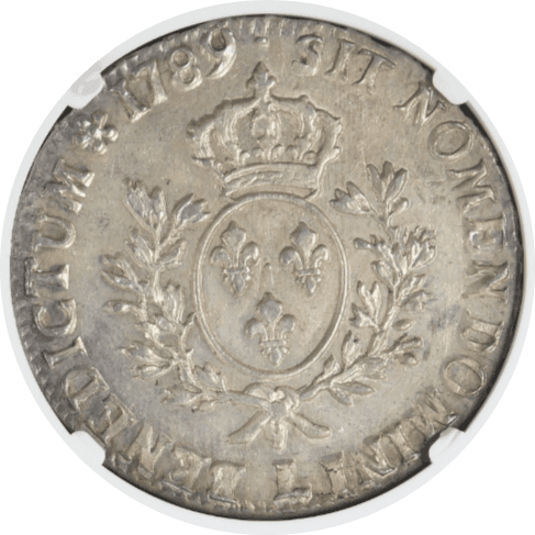 【MS63】1789年 フランス ルイ16世 エキュ銀貨(裏)