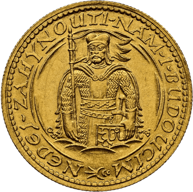 【MS62】1925年 チェコスロバキア 1ダカット金貨(表)