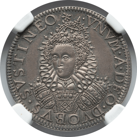【AU55】1601年 イギリス イングランド エリザベス1世 試鋳貨 グロート銀貨(表)