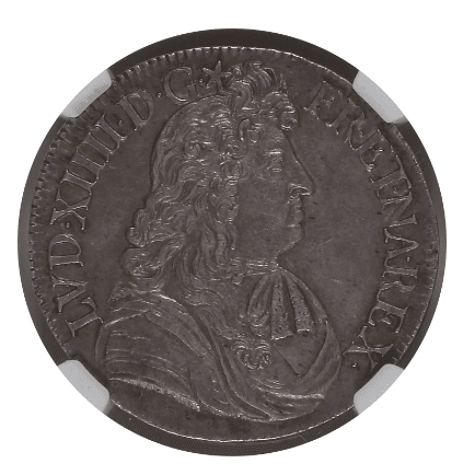 【XF45】1679年 フランス ルイ14世 エキュ銀貨(表)