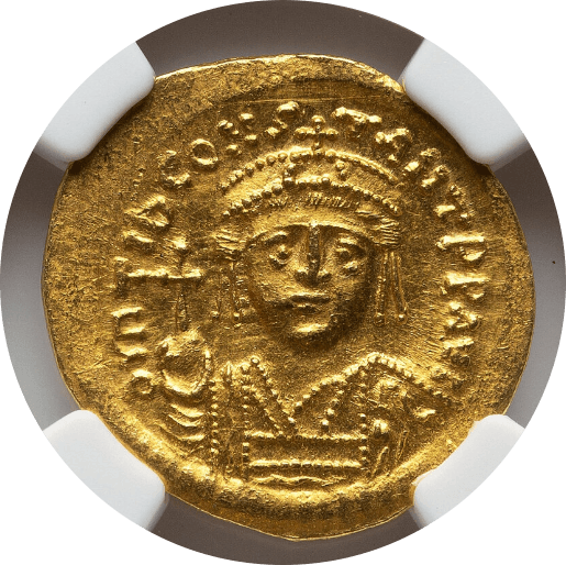 【MS 5/5 4/5】578年〜582年 ビザンツ帝国(東ローマ帝国)ティベリウス2世 ソリダス金貨(表)
