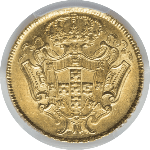 【MS63】1731年 ポルトガル領ブラジル ジョアン5世 12800レイス 金貨(裏)