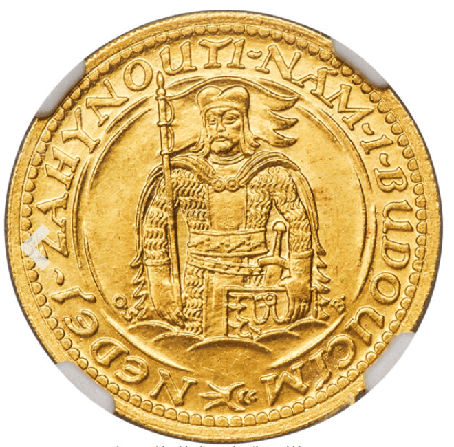 【MS 65】1929年 チェコスロバキア 2ダカット金貨(表)