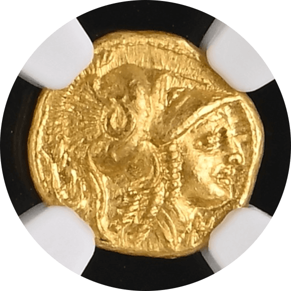 【MS★5/5 4/5】紀元前336年?323年 古代マケドニア王国 アレキサンダー3世 クォータースターテル金貨(表)