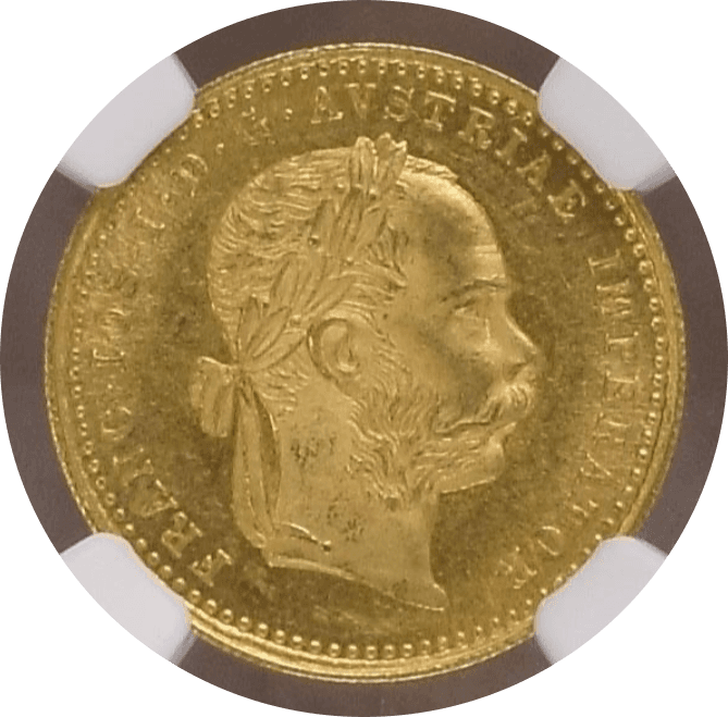【MS63】1873年 オーストリア フランツ・ヨーゼフ1世 ダカット金貨(表)
