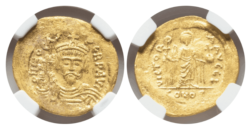 【AU 4/5 3/5】602年?610年 ビザンツ帝国 フォカス皇帝 ソリダス金貨