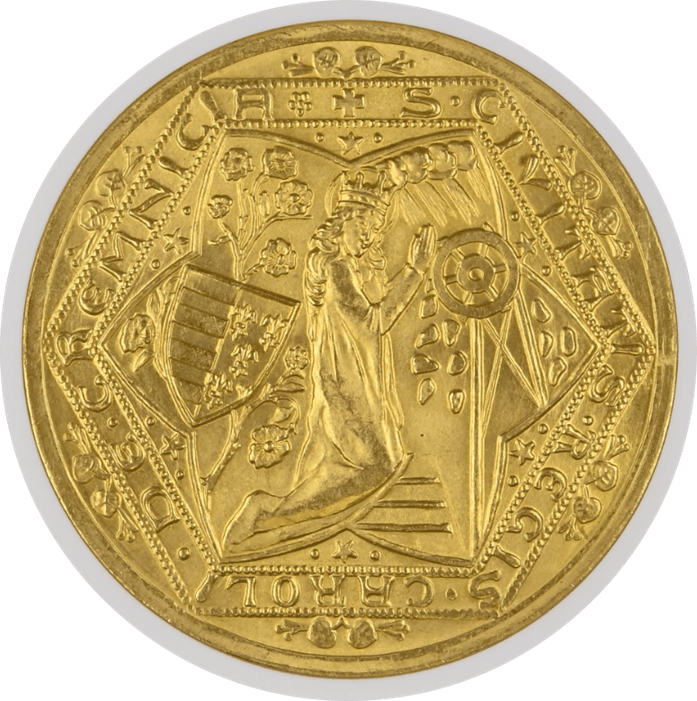 【MS67】1934年 チェコスロバキア クレムニツァ鉱山再開記念 リストライク 10ダカット金貨(表)