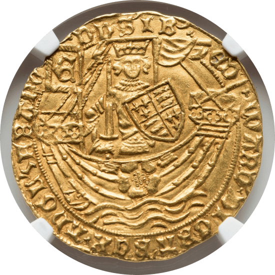 【MS62】1469年?1470年 イギリス エドワード4世 ロイヤル(ローズ・ノーブル)金貨(表)