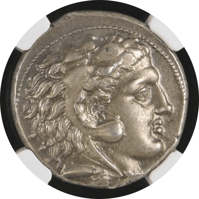 【AU★ 5/5 5/5 FineStyle】紀元前300年〜289年 古代ギリシア シチリア島 シキュロ・プニック テトラドラクマ銀貨(表)