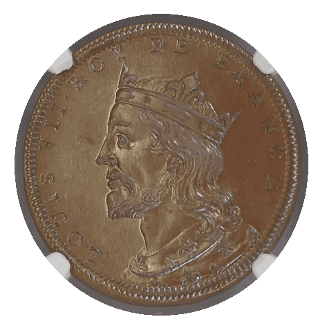 【MS66 BN】1830年?1848年 フランス ルイ7世(在位1119年?1180年)銅メダル(表)