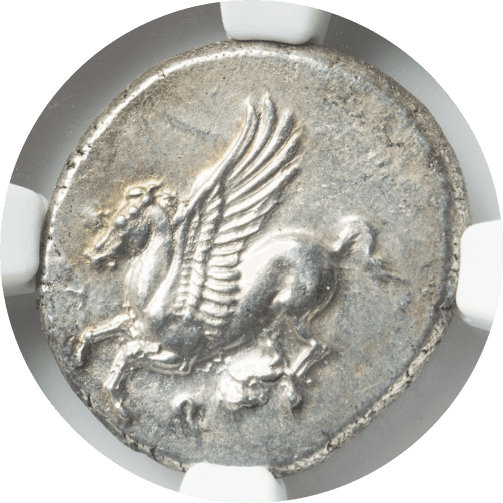 【Ch AU 4/5 4/5】紀元前4世紀 古代ギリシア コリントス スターテル銀貨(表)