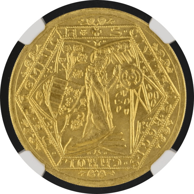 【MS67】1934年 チェコスロバキア クレムニツァ鉱山再開記念 リストライク 5ダカット金貨(表)