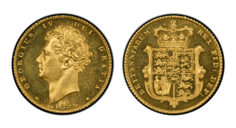 【PR63 CAMEO】1826年 イギリス ジョージ4世 1/2ソブリン金貨