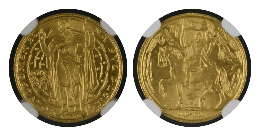 【MS64】1929年 チェコスロバキア ボヘミアキリスト教伝来 1000周年記念 ダカット金貨