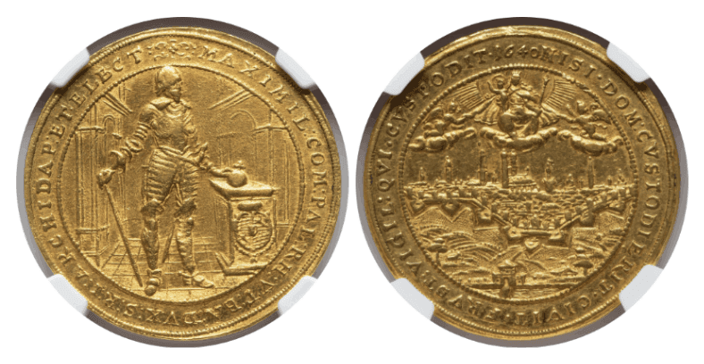 【AU53】1640年 神聖ローマ帝国 ドイツ バイエルン マクシミリアン1世 都市景観 5ダカット金貨