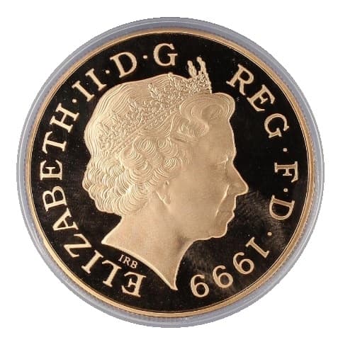 【PR69 DEEP CAMEO】1999年 イギリス ダイアナ追悼 5ポンド金貨(裏)