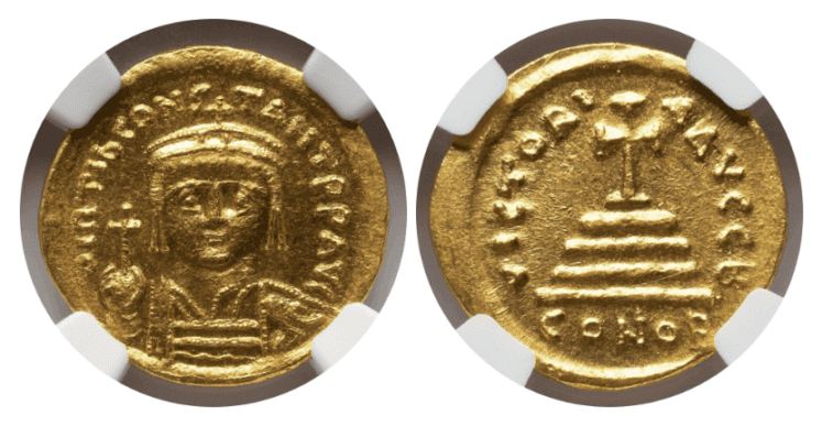 【MS 5/5 4/5】578年〜582年 ビザンツ帝国(東ローマ帝国)ティベリウス2世 ソリダス金貨