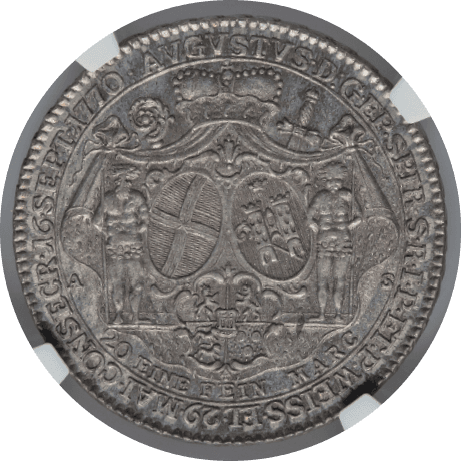 【MS65】1770年 神聖ローマ帝国 ドイツ スペイヤー司教領 ダミアン・アウグスト・フィリップ・カール君主司教 1/2ターラー銀貨(裏)