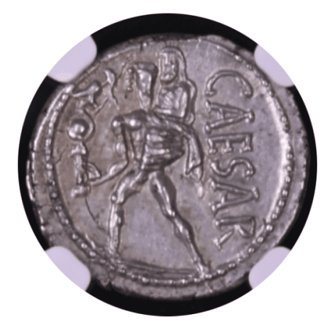 【Ch AU 4/5 4/5】紀元前44年頃 古代ローマ帝国 ユリウス・カエサル デナリウス銀貨(裏)