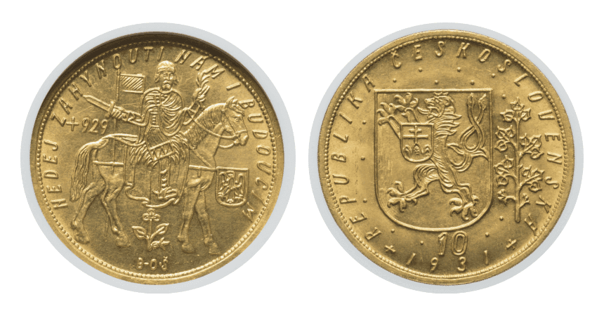 【MS64】1931年 チェコスロバキア 10ダカット金貨