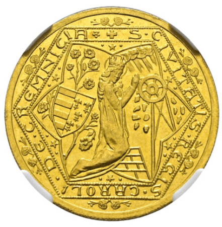 【MS65 PL】1934年 チェコスロバキア クレムニツァ鉱山再開記念 2ダカット金貨(表)