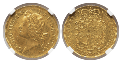 【AU58】1735年 イギリス ジョージ2世 1ギニー金貨(表)
