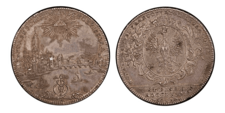 【AU55】1772年 神聖ローマ帝国 ドイツ フランクフルト 都市景観 ターラー銀貨