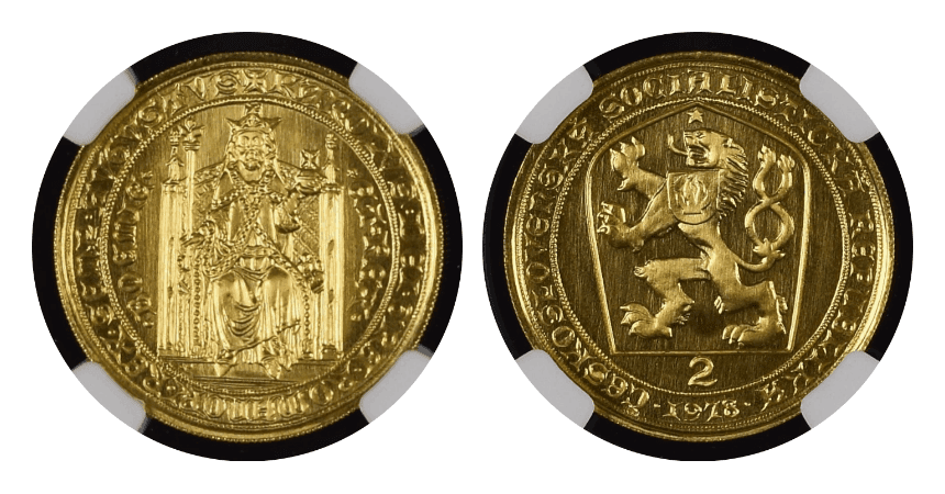 【MS67】1978年 チェコスロバキア カール4世 没後600年記念 2ダカット金貨
