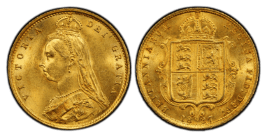 【MS63】1887年 イギリス ヴィクトリア女王 ジュビリーヘッド 1/2ポンド金貨