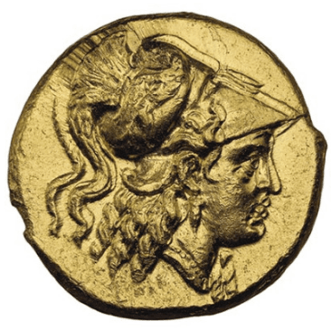【Ch AU 4/5 3/5】紀元前336年〜323年 古代マケドニア王国 アレキサンダー3世 スターテル金貨(表)