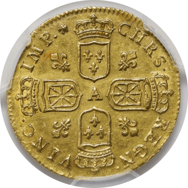 【AU58】1717年 フランス ルイ15世 ルイドール金貨(裏)