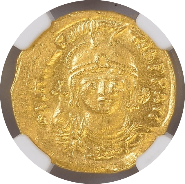【MS 4/5 3/5】582年〜602年 ビザンツ帝国 マウリキウス・ティベリウス ソリダス金貨(表)