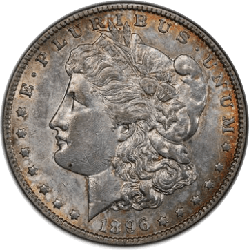 【AU55】1896年 アメリカ モルガンダラー 1ドル銀貨(表)