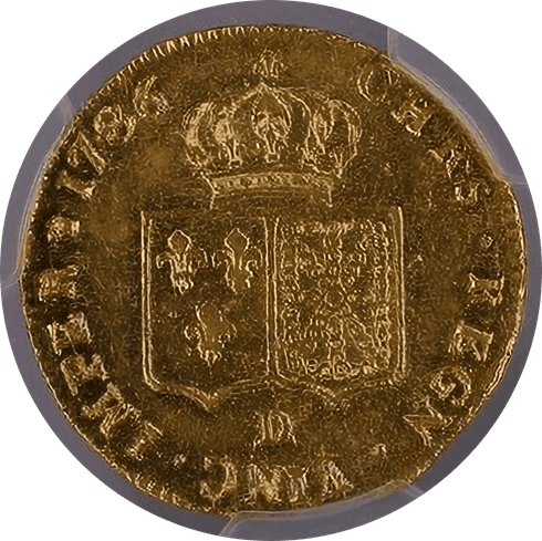 【MS63】1786年D フランス ルイ16世 2ルイドール金貨(裏)