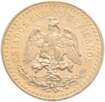 【MS61】1921年 メキシコ 勝利の女神 50ペソ金貨(裏)