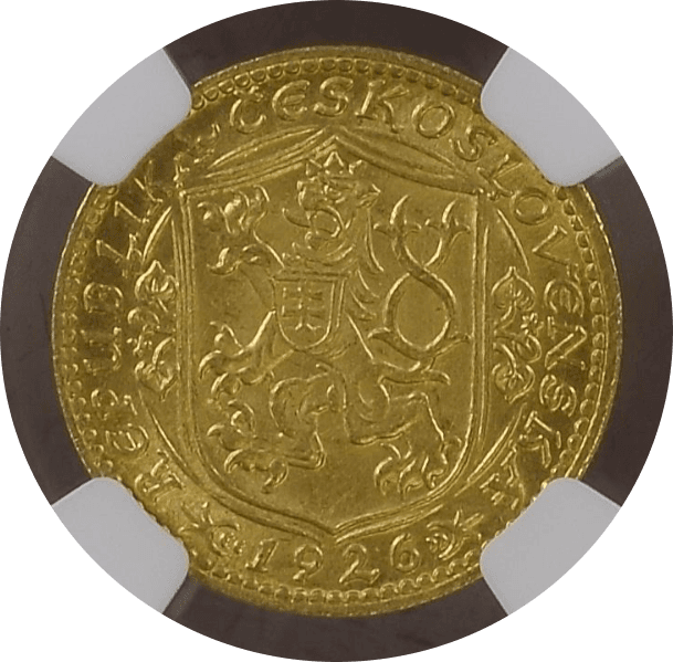 【N00569】1926年 チェコスロバキア 1ダカット金貨(裏)