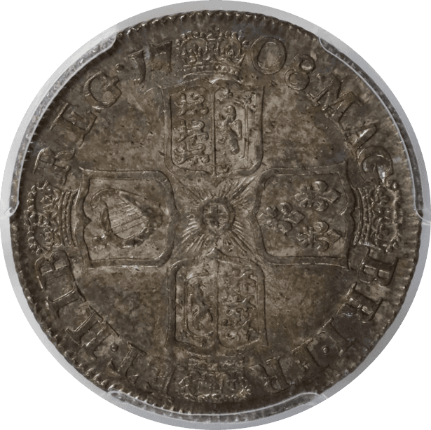 【MS64】1708年 イギリス アン女王 1シリング銀貨(裏)
