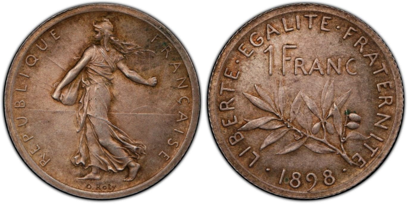 【SP65】1898年 フランス 試作1フラン銀貨