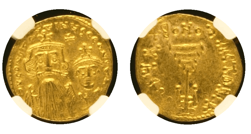 【MS 4/5 2/5】654年?668年 ビザンツ帝国 コンスタンティノス2世と4世 ソリダス金貨