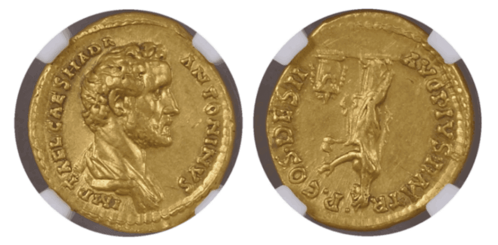 【AU 5/5 3/5 Fine Style】138年?161年 古代ローマ帝国 アントニヌス・ピウス アウレウス金貨