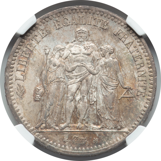 MS65+】1849年 フランス 第二共和政 ヘラクレス 5フラン銀貨